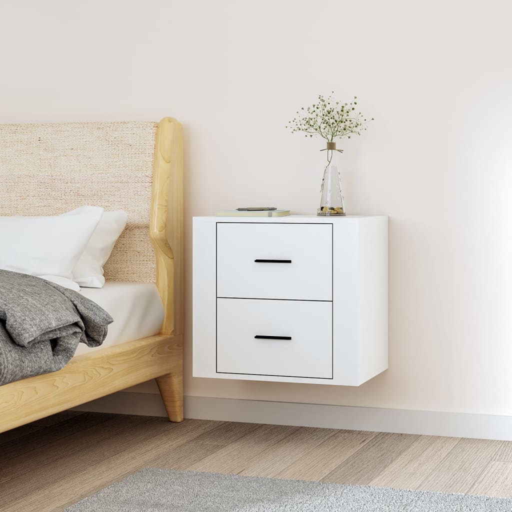 Wall bedside table white 50x36x47 cm