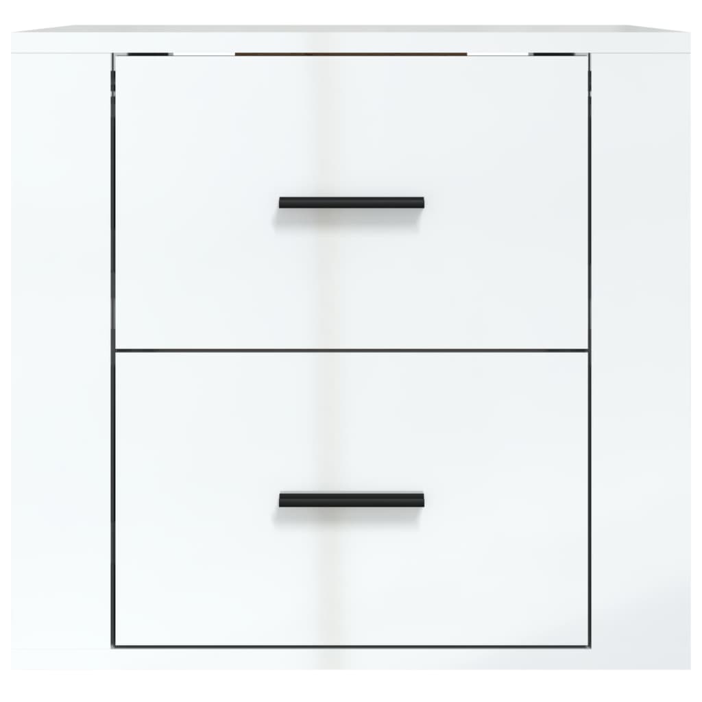 Wall bedside table high-gloss white 50x36x47 cm