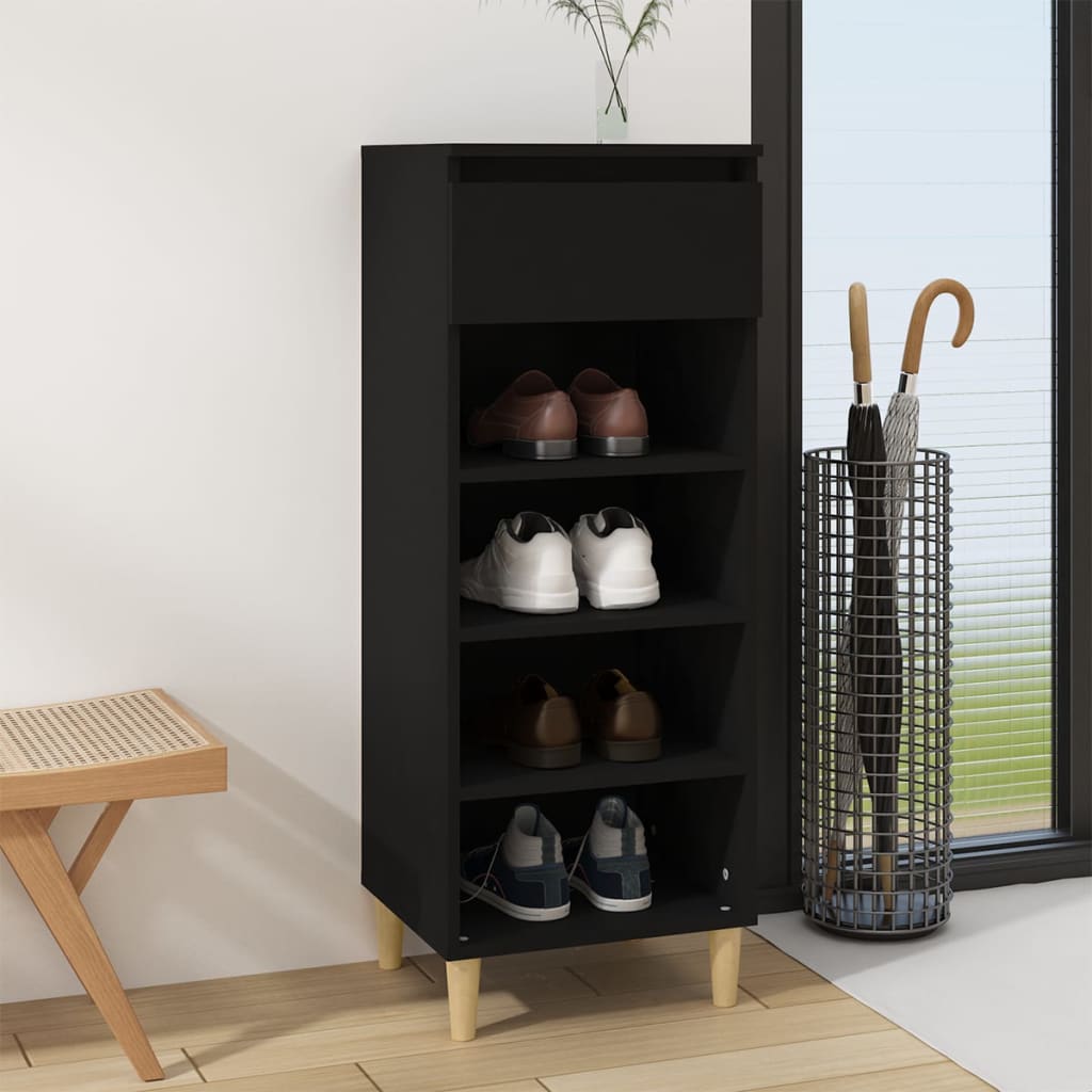 Shoe cabinet black 40x36x105 cm made of wood