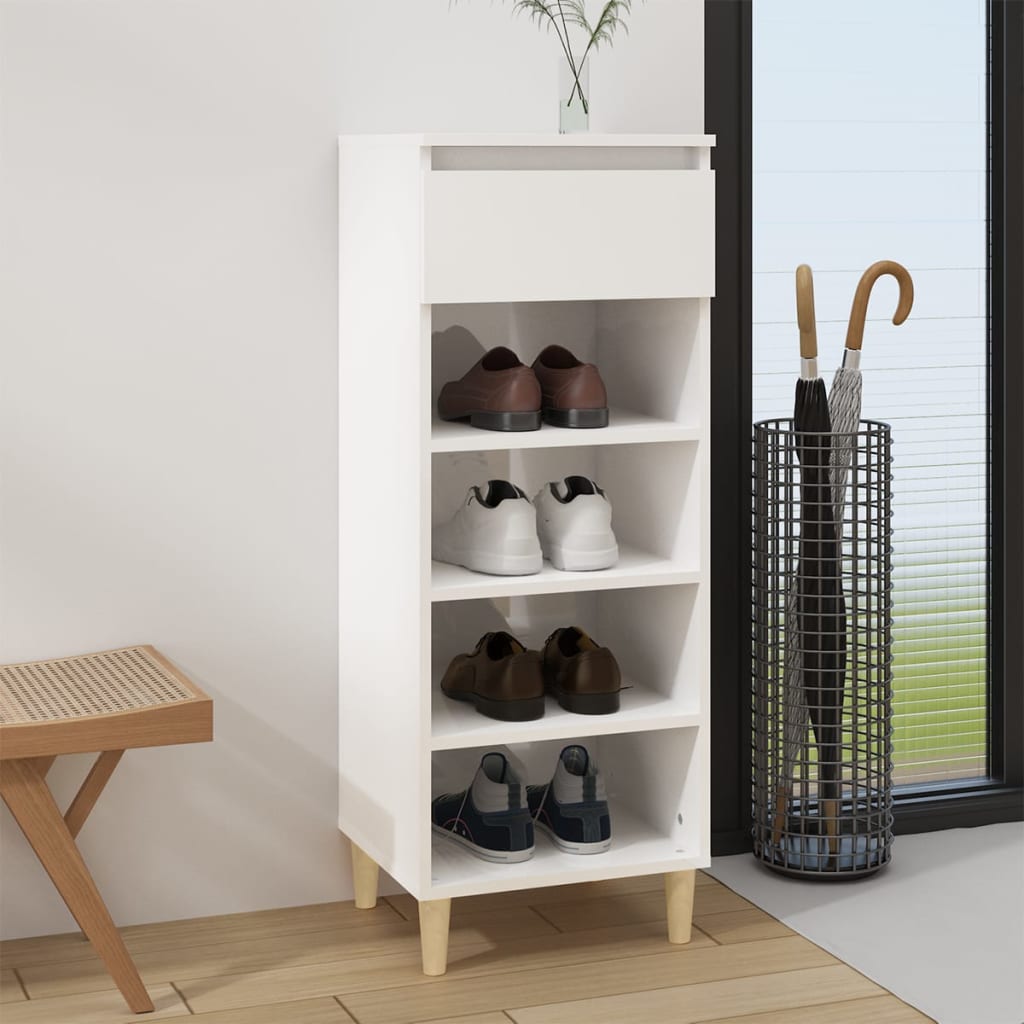 Shoe cabinet high-gloss white 40x36x105 cm made of wood