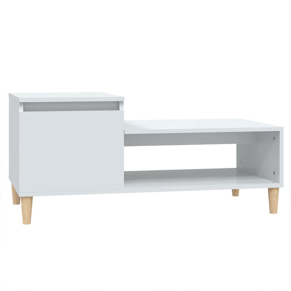 Coffee table high-gloss white 100x50x45 cm made of wood