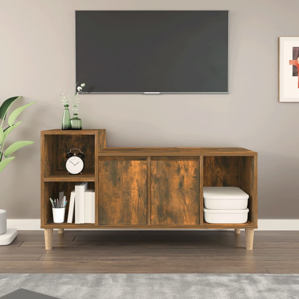 TV cabinet smoked oak 100x35x55 cm wood material