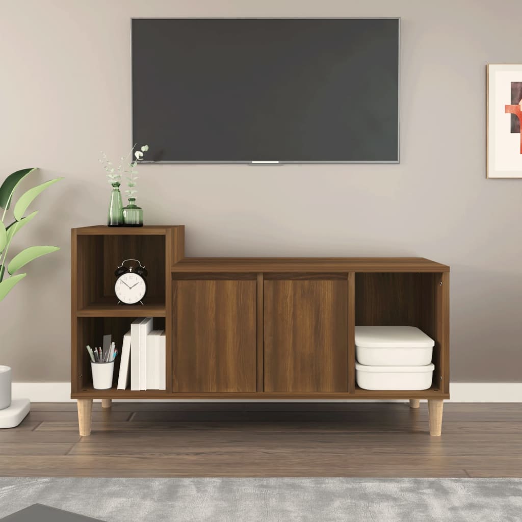 TV cabinet brown oak look 100x35x55 cm wood material