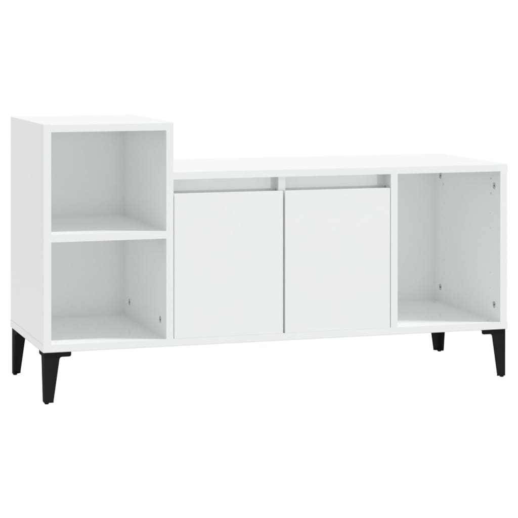 TV cabinet high-gloss white 100x35x55 cm made of wood