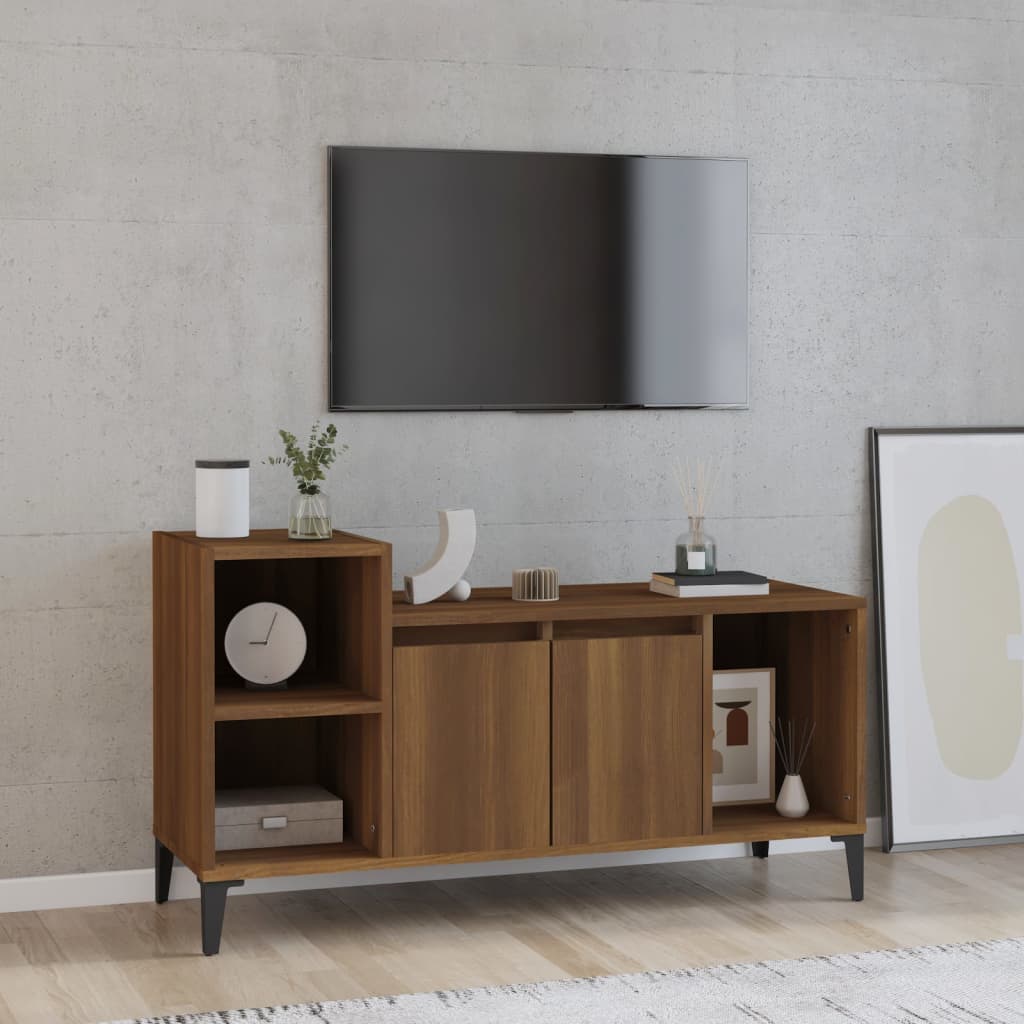TV cabinet brown oak look 100x35x55 cm wood material