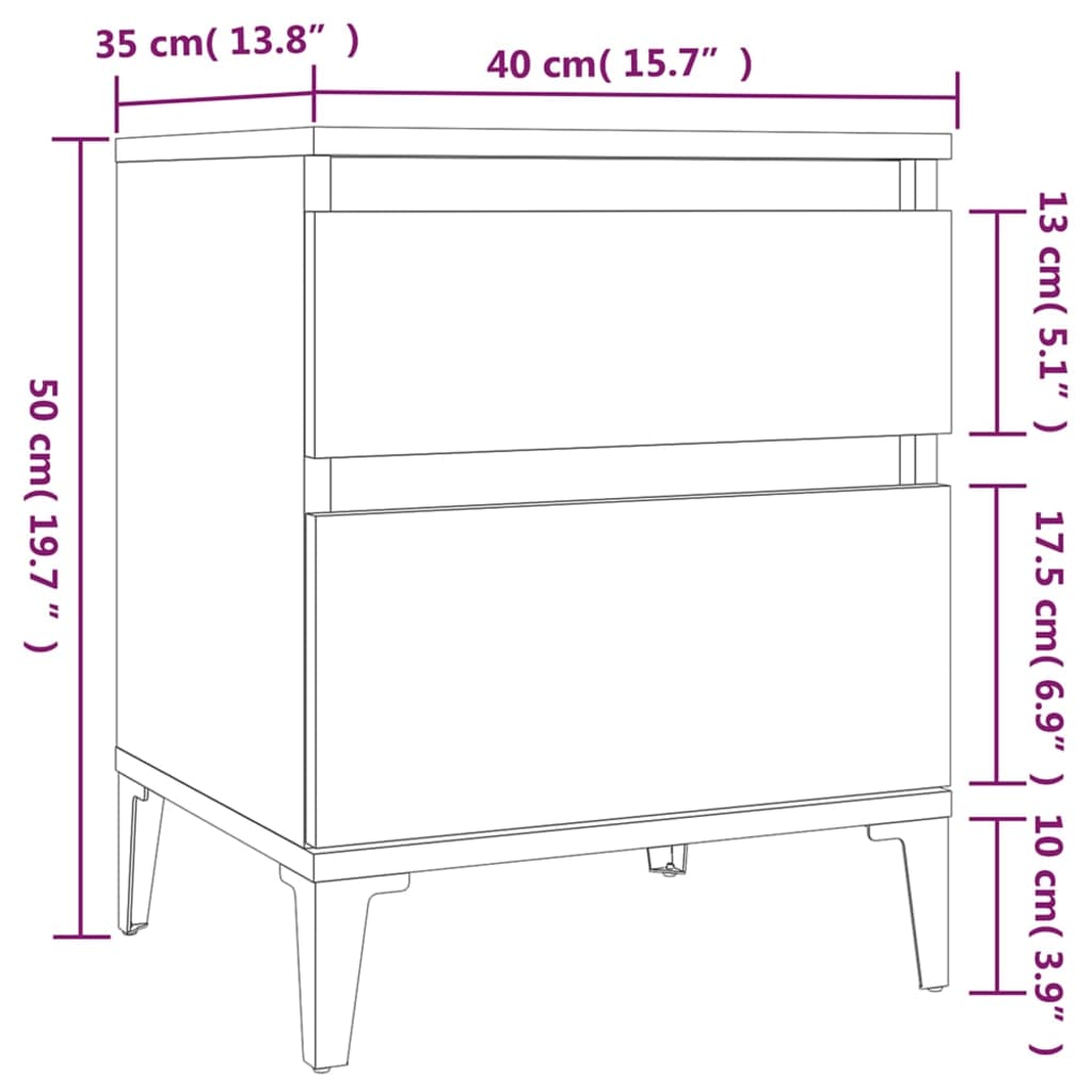 Bedside tables 2 pcs. Gray Sonoma 40x35x50 cm