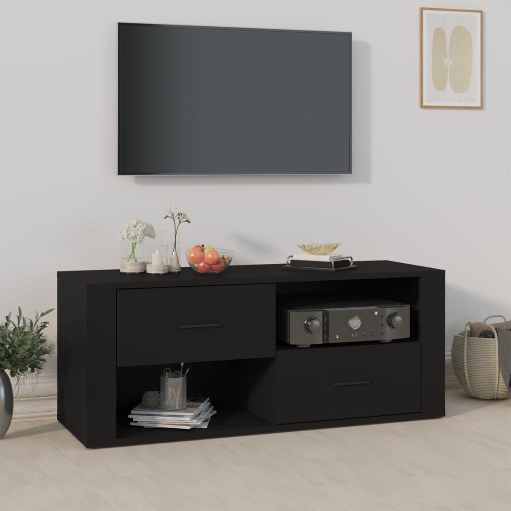 TV cabinet black 100x35x40 cm made of wood