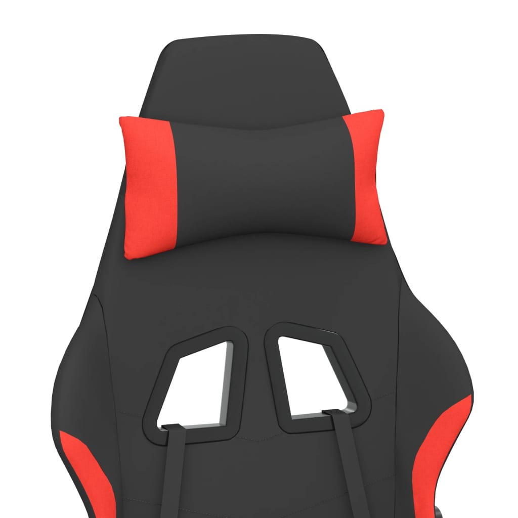 Gaming chair with footrest black and red fabric
