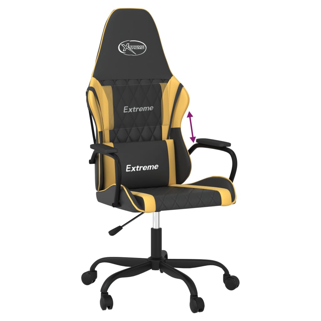 Gaming chair black and golden faux leather