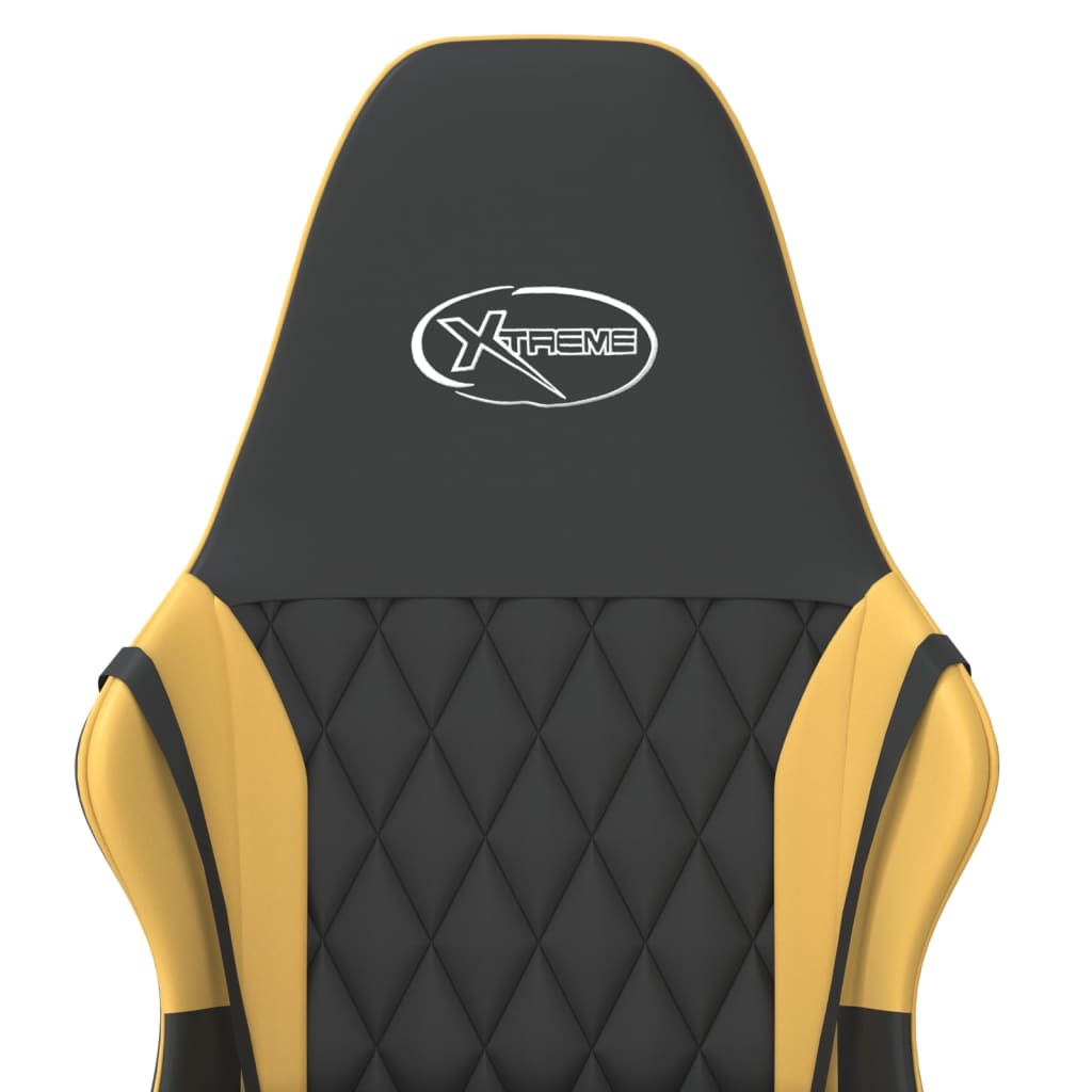 Gaming chair black and golden faux leather