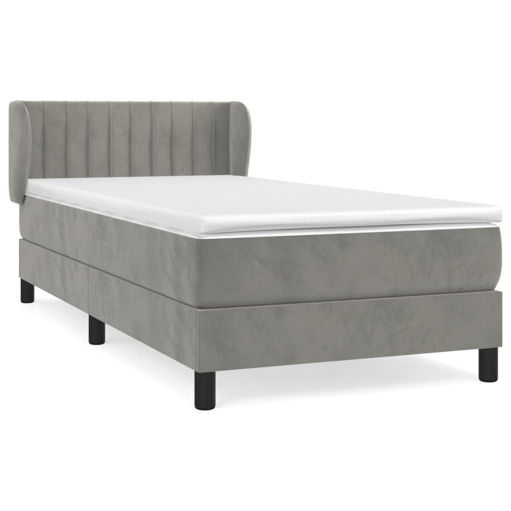 Box spring bed with mattress light gray 80x200 cm velvet