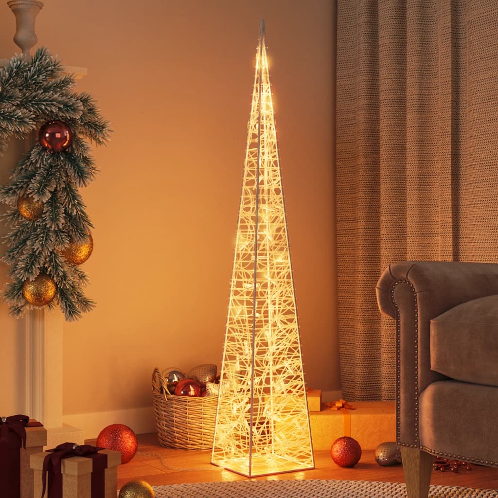 Light cone Christmas decoration 60 LEDs warm white 120 cm acrylic