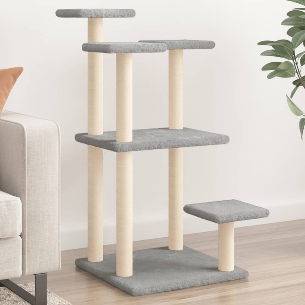 Scratching post with platforms light gray 98.5 cm