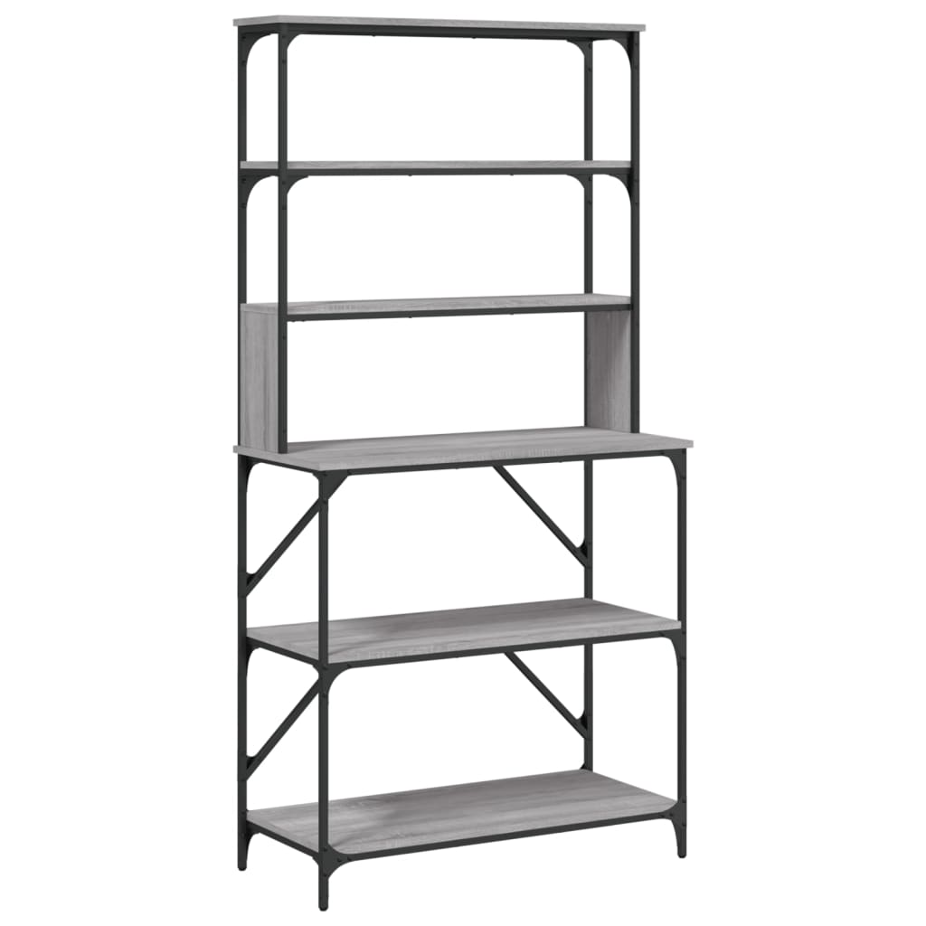 Baker's rack 6 compartments gray Sonoma 90x40x180 cm made of wood