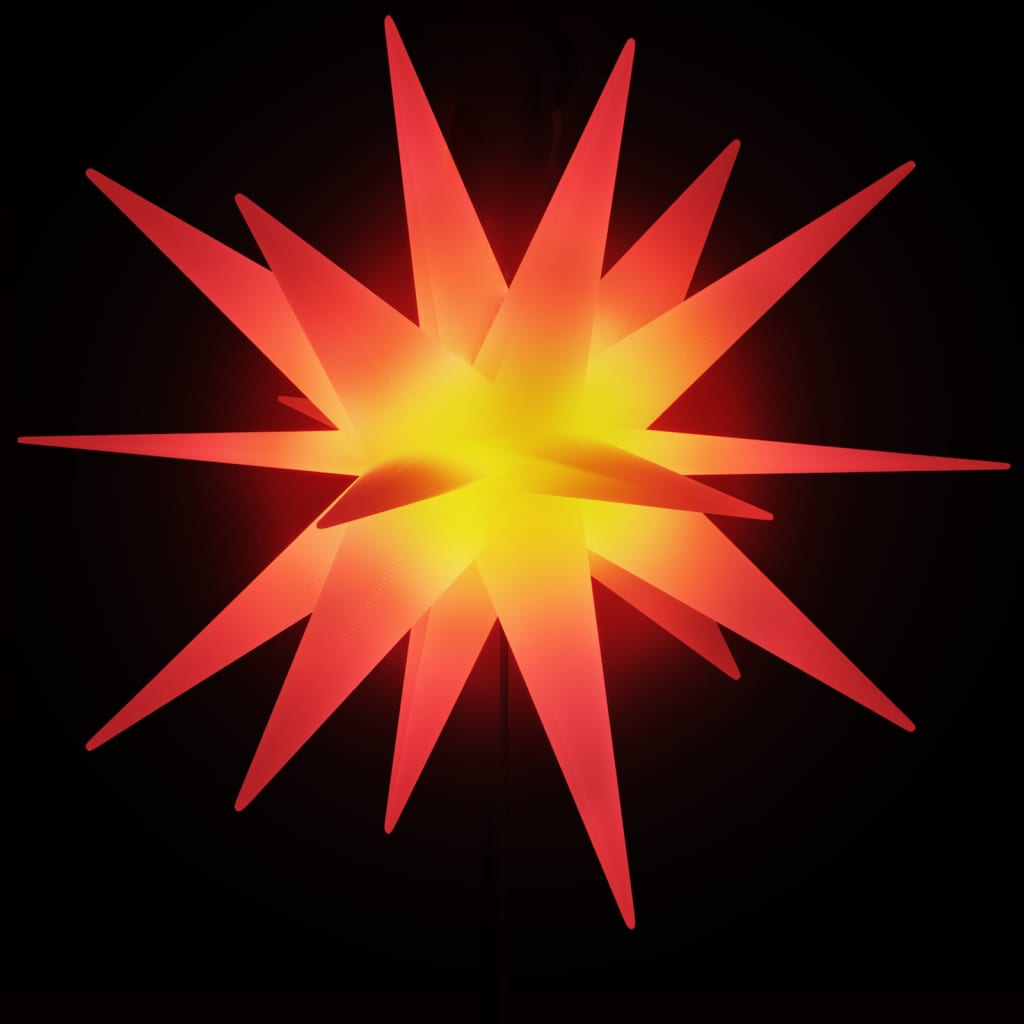 Herrnhuter Stern mit Erdspieß und LED Faltbar Rot 57 cm