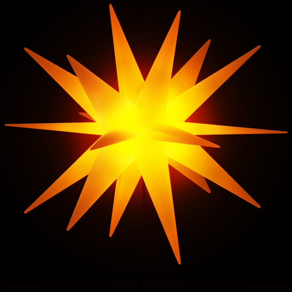 Herrnhuter Stern mit Erdspieß und LED Faltbar Gelb 57 cm