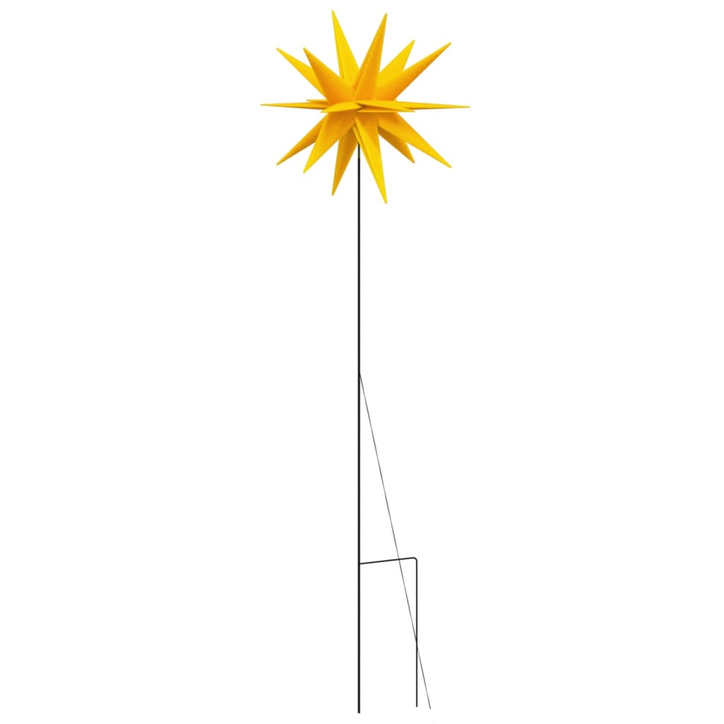 Herrnhuter Stern mit Erdspieß und LED Faltbar Gelb 57 cm