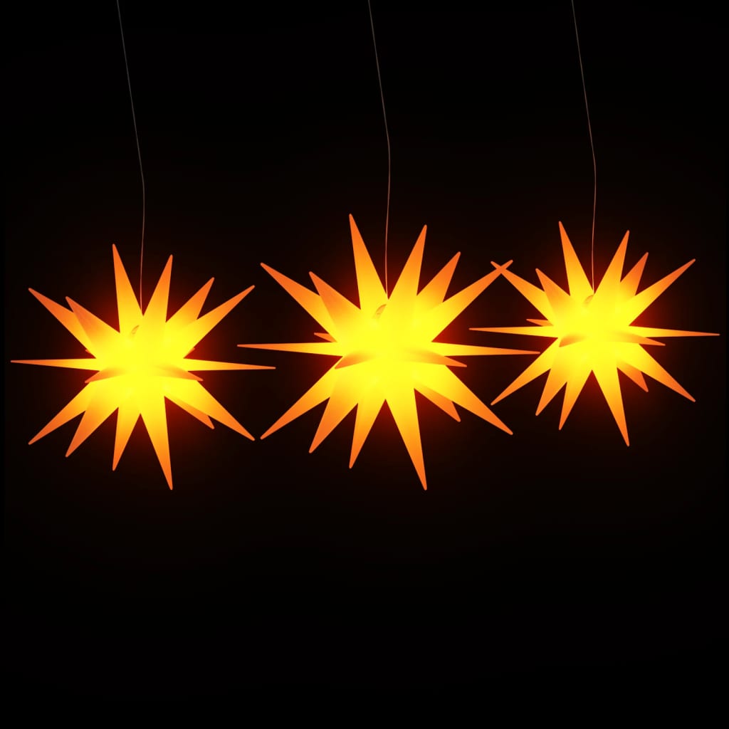 Herrnhuter Sterne mit LEDs 3 Stk. Faltbar Gelb