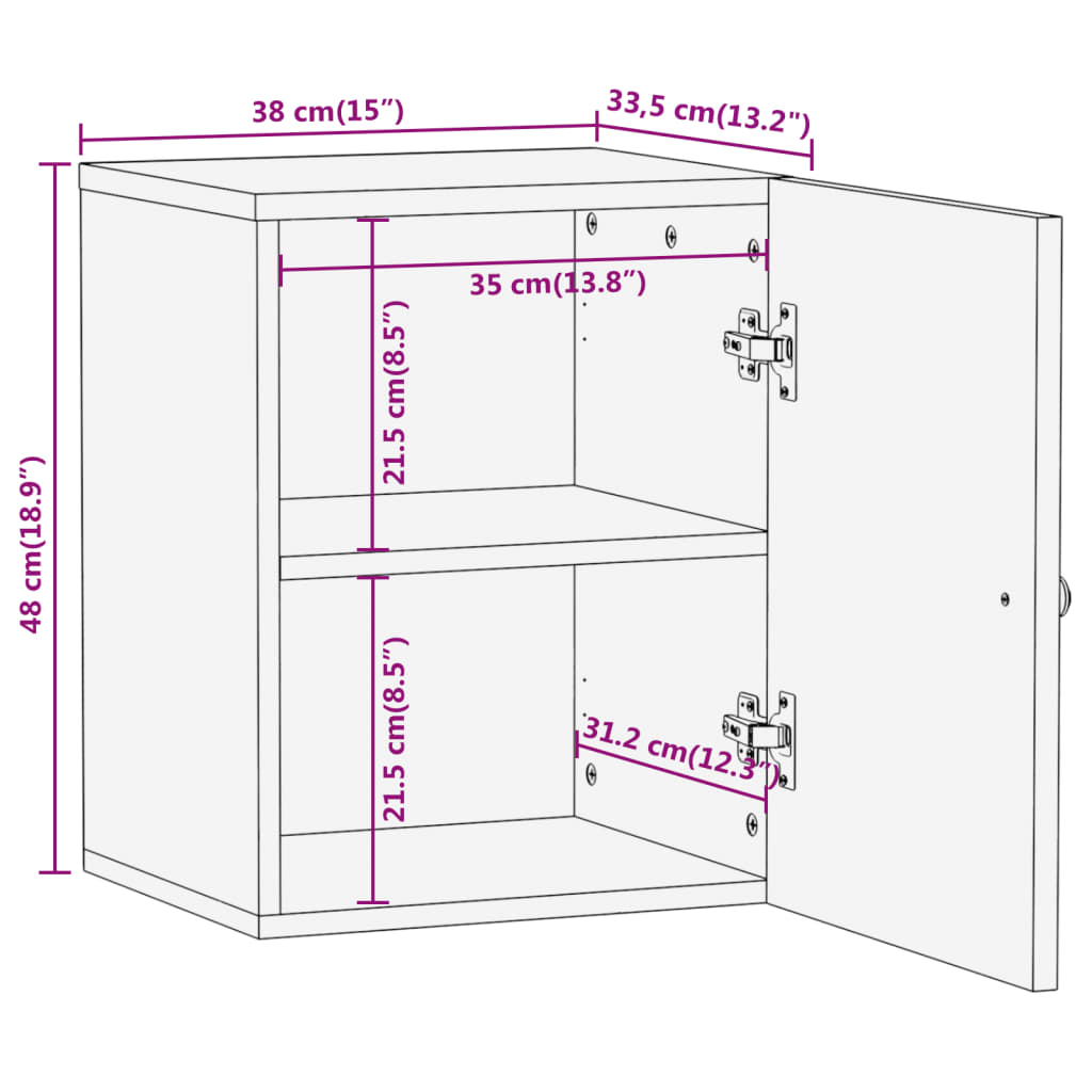 Wall-mounted bathroom cabinet brown and black solid mango wood