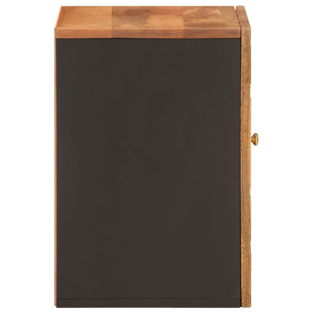 Wall-mounted bathroom cabinet brown and black solid mango wood