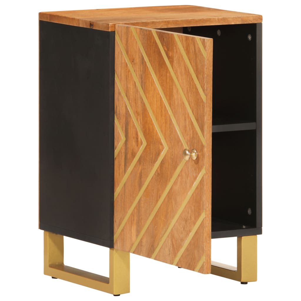 Bathroom cabinet brown and black 38x33.5x58 cm solid mango wood