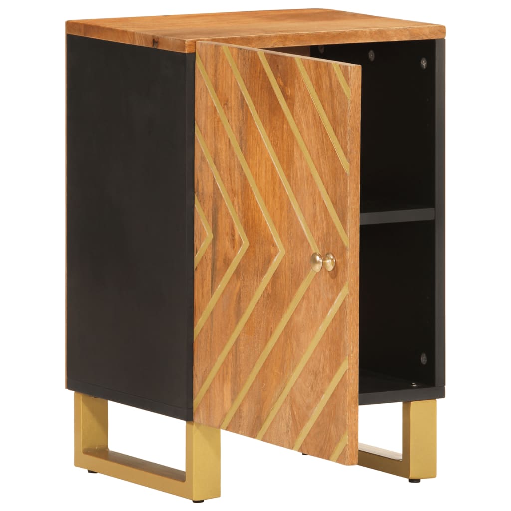 Badschrank Braun und Schwarz 38x33,5x58 cm Massivholz Mango