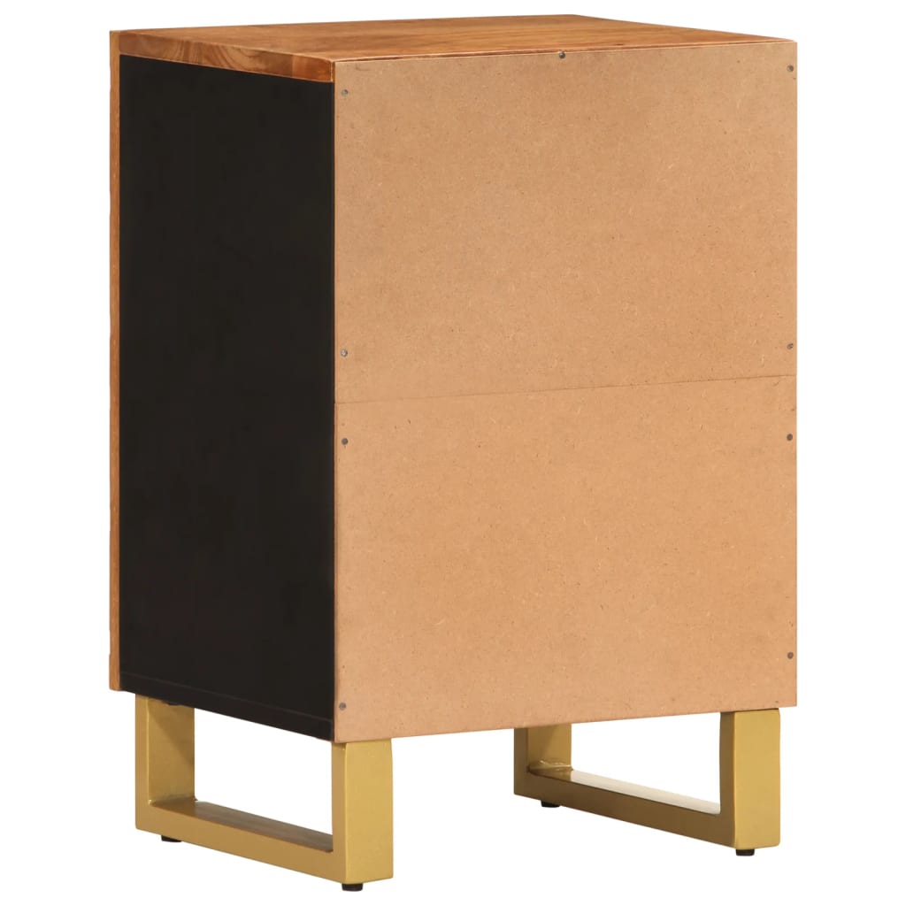 Badschrank Braun und Schwarz 38x33,5x58 cm Massivholz Mango