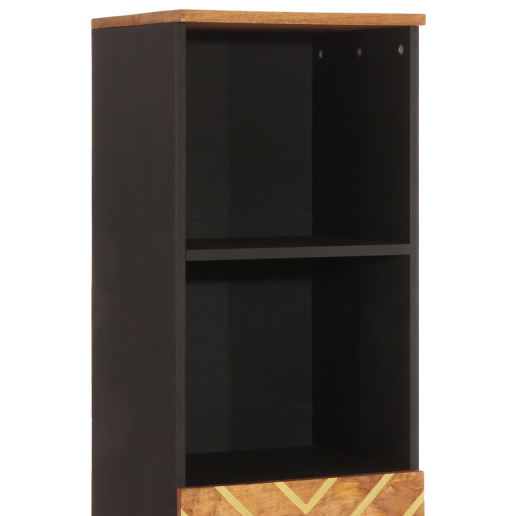 Bathroom cabinet brown and black 38x33.5x160 cm solid mango wood