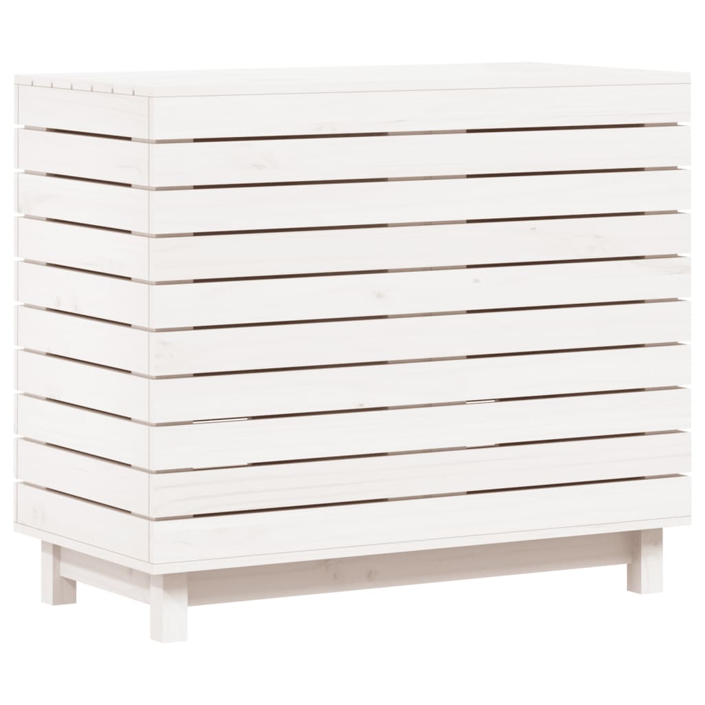 Laundry chest white 88.5x44x76 cm solid pine wood