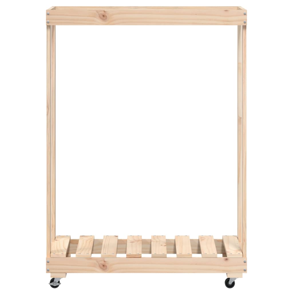 Firewood rack with wheels 76.5x40x108 cm solid pine wood
