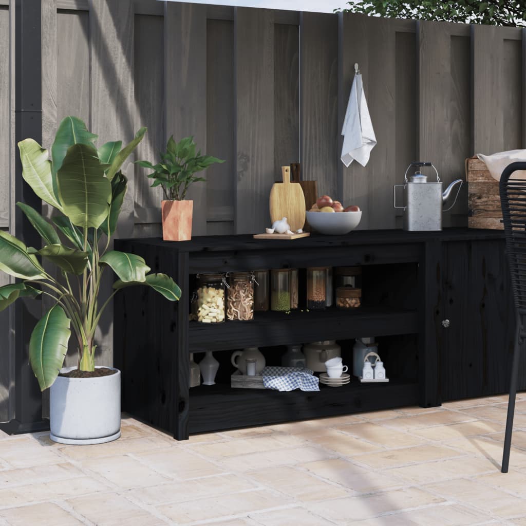 Outdoor kitchen cabinet black 106x55x64 cm solid pine wood