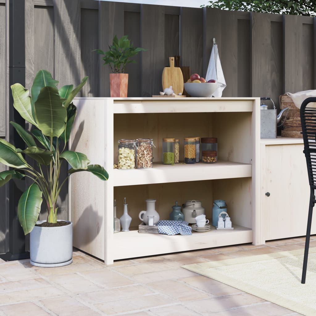 Outdoor kitchen cabinet white 106x55x92 cm solid pine wood
