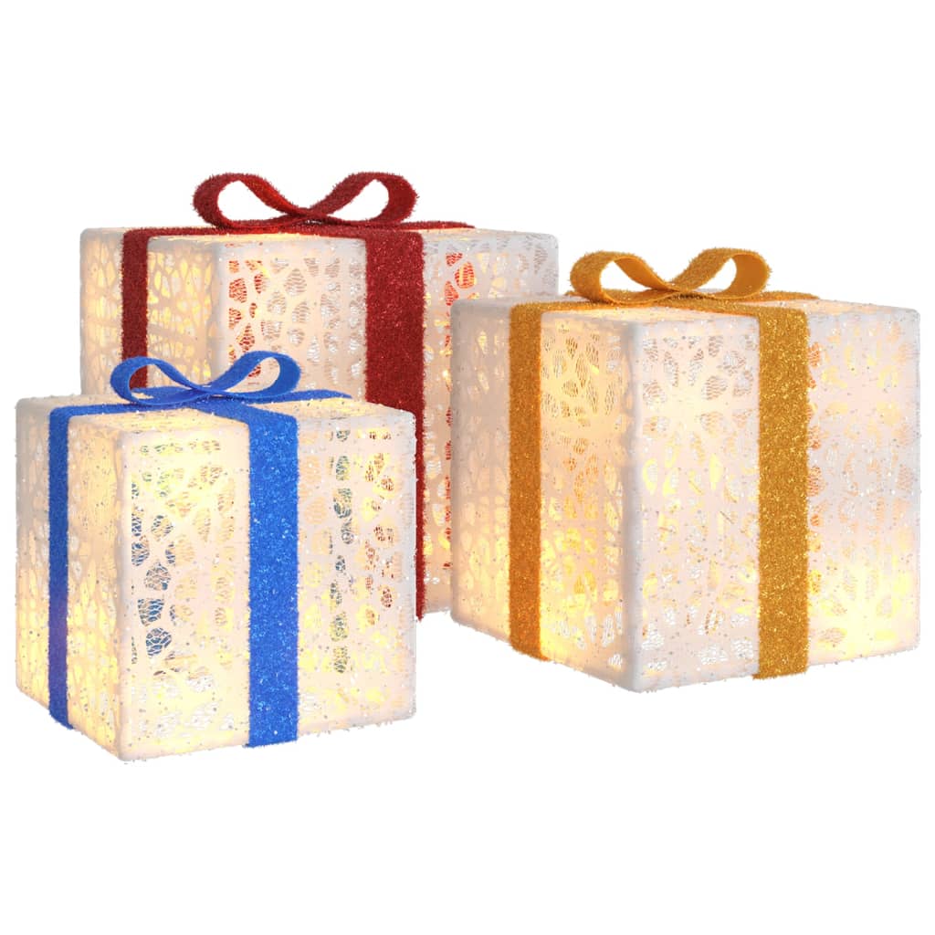 Illuminated gift boxes 3 pieces 64 LEDs warm white
