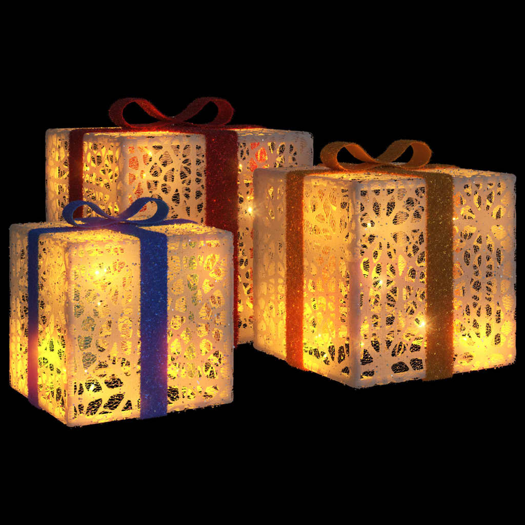 Beleuchtete Geschenkboxen 3 Stk. 64 LEDs Warmweiß