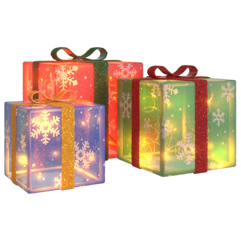 Illuminated gift boxes 3 pieces 64 LEDs warm white