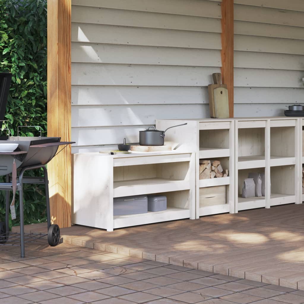 Outdoor-Küchenschränke 2 Stk. Weiß Massivholz Kiefer