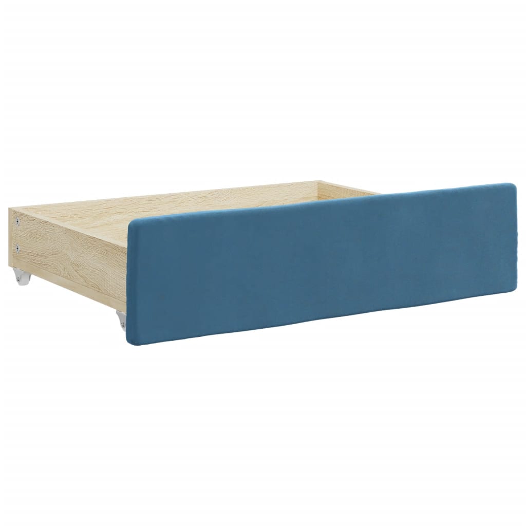 Bed drawers 2 pcs. Blue wood material and velvet