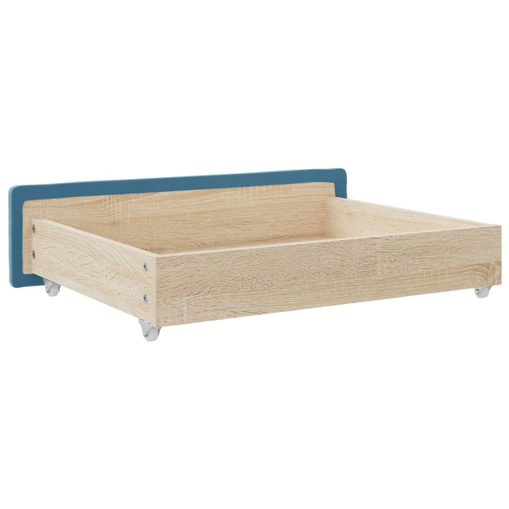 Bettschubladen 2 Stk. Blau Holzwerkstoff und Samt