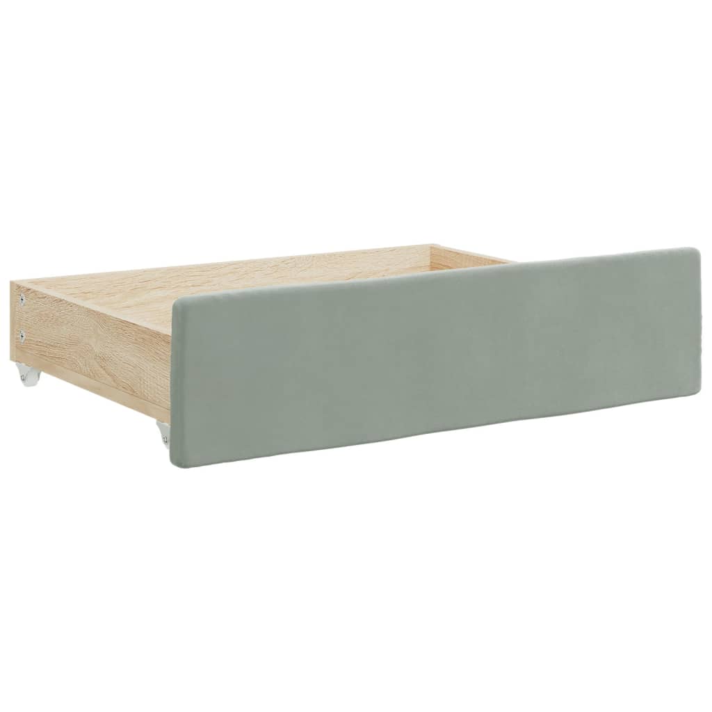 Bed drawers 2 pcs. Light gray wood material and velvet