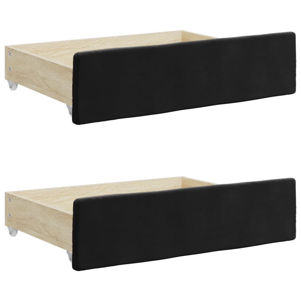 Bed drawers 2 pcs. Black wood material and velvet