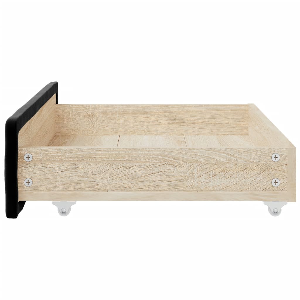 Bed drawers 2 pcs. Black wood material and velvet