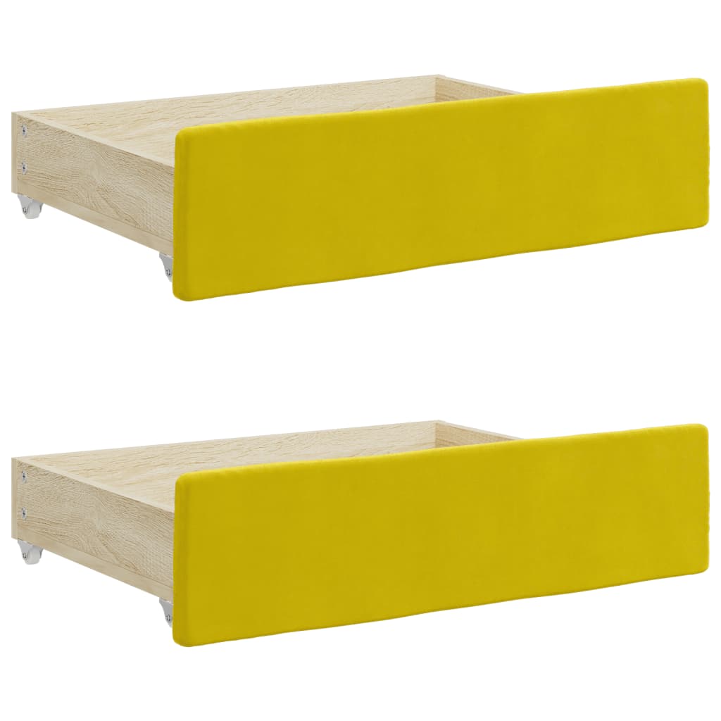Bed drawers 2 pcs. Yellow wood material and velvet