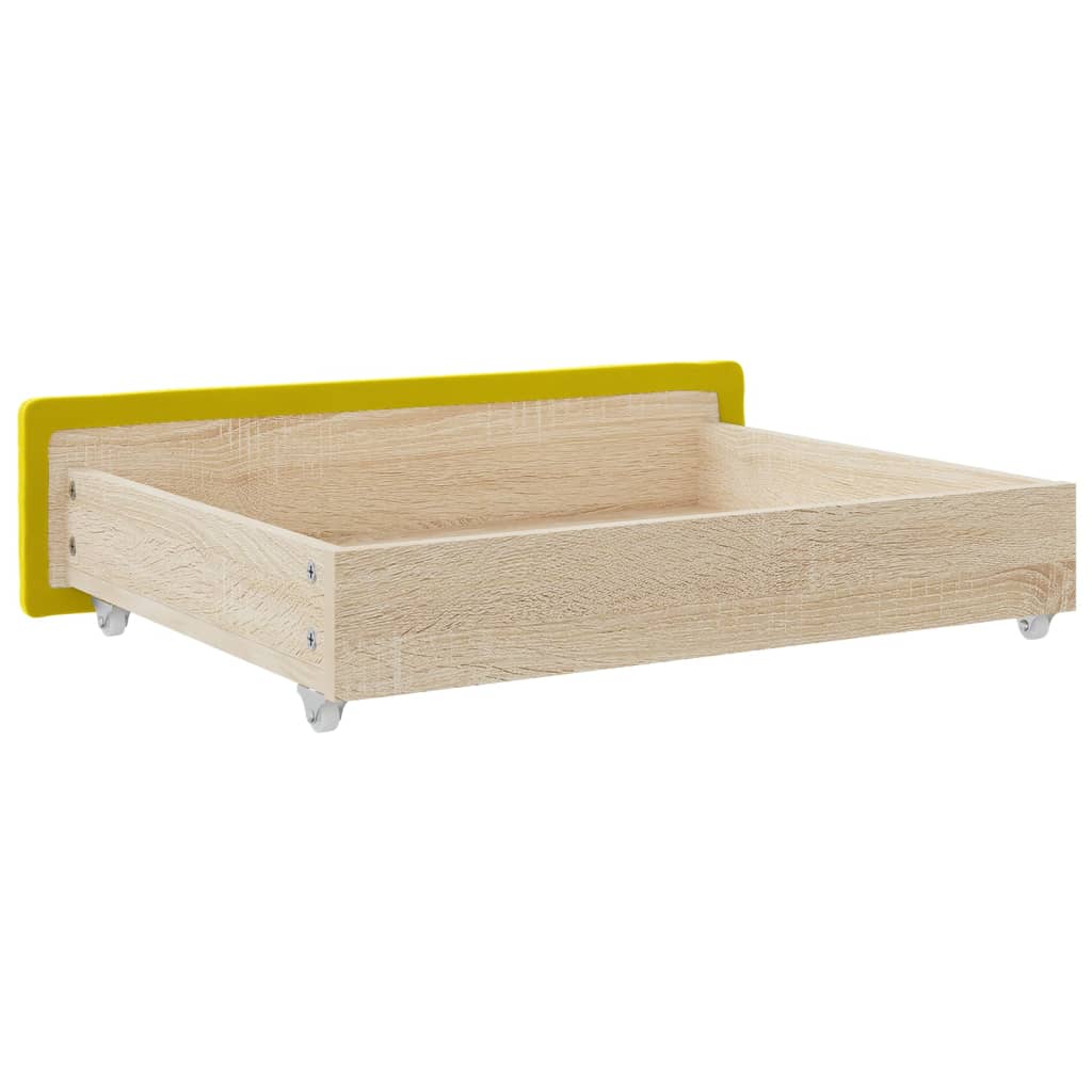 Bettschubladen 2 Stk. Gelb Holzwerkstoff und Samt