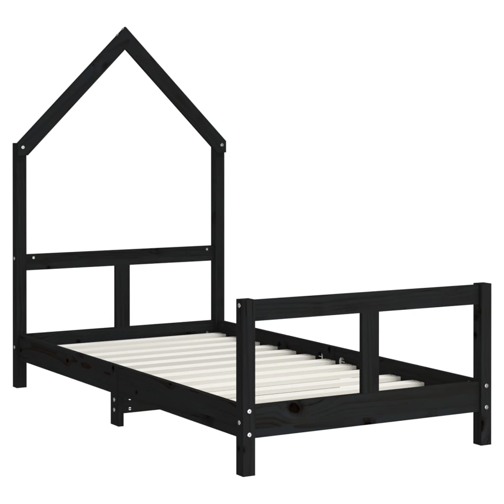 Children's bed black 80x160 cm solid pine wood
