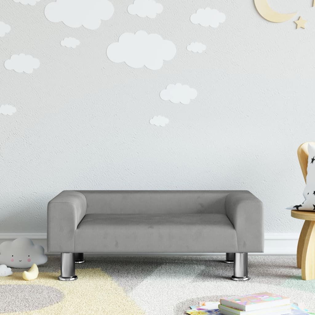 Children's sofa light gray 70x45x26.5 cm velvet