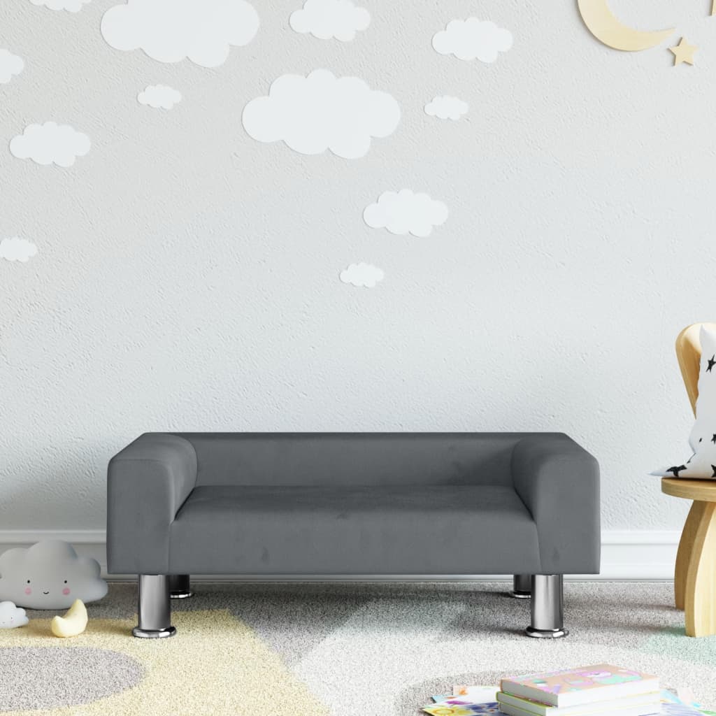 Children's sofa dark gray 70x45x26.5 cm velvet