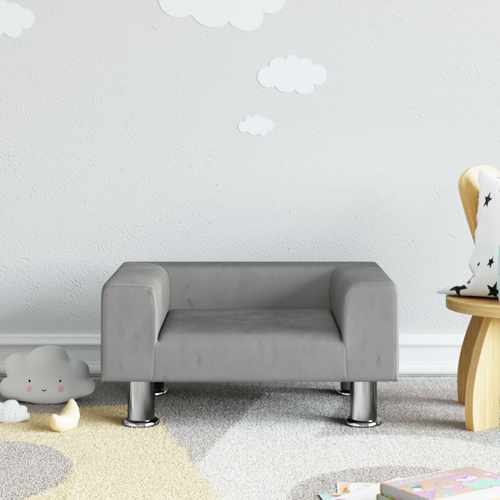 Children's sofa light gray 50x40x26.5 cm velvet