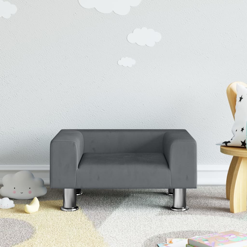 Children's sofa dark gray 50x40x26.5 cm velvet