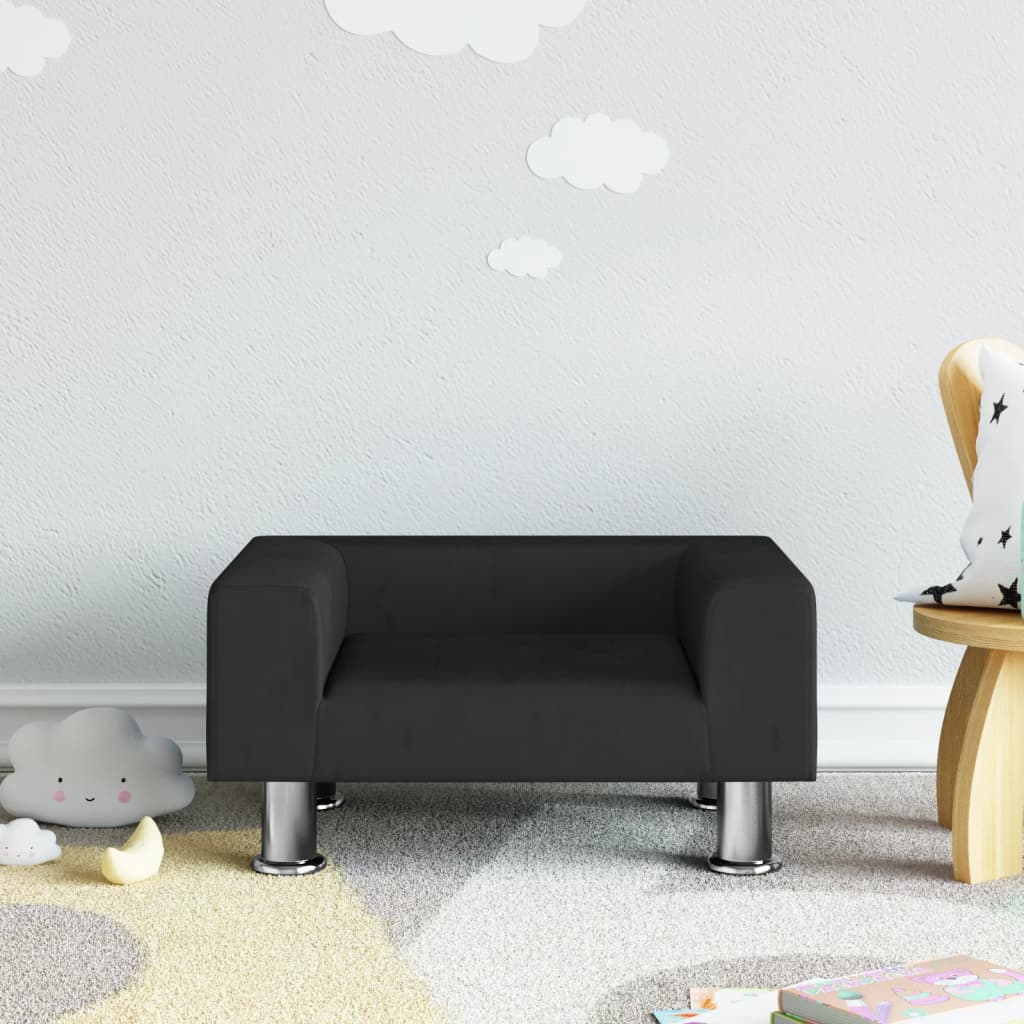 Children's sofa black 50x40x26.5 cm velvet