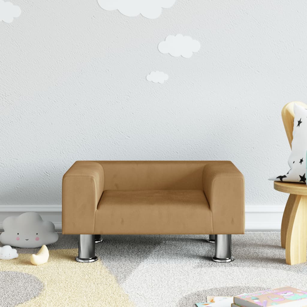 Children's sofa brown 50x40x26.5 cm velvet